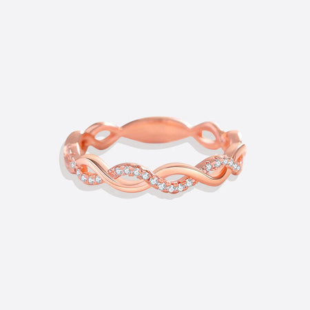 Dainty pave twist stacking ring — 18k rose gold over sterling silver variant