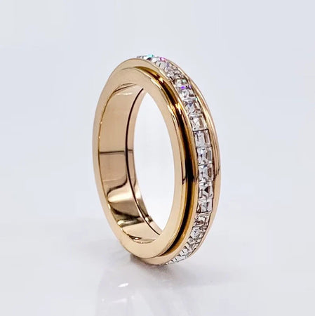 Crystal statement spinning fidget ring — 18k rose gold plated variant