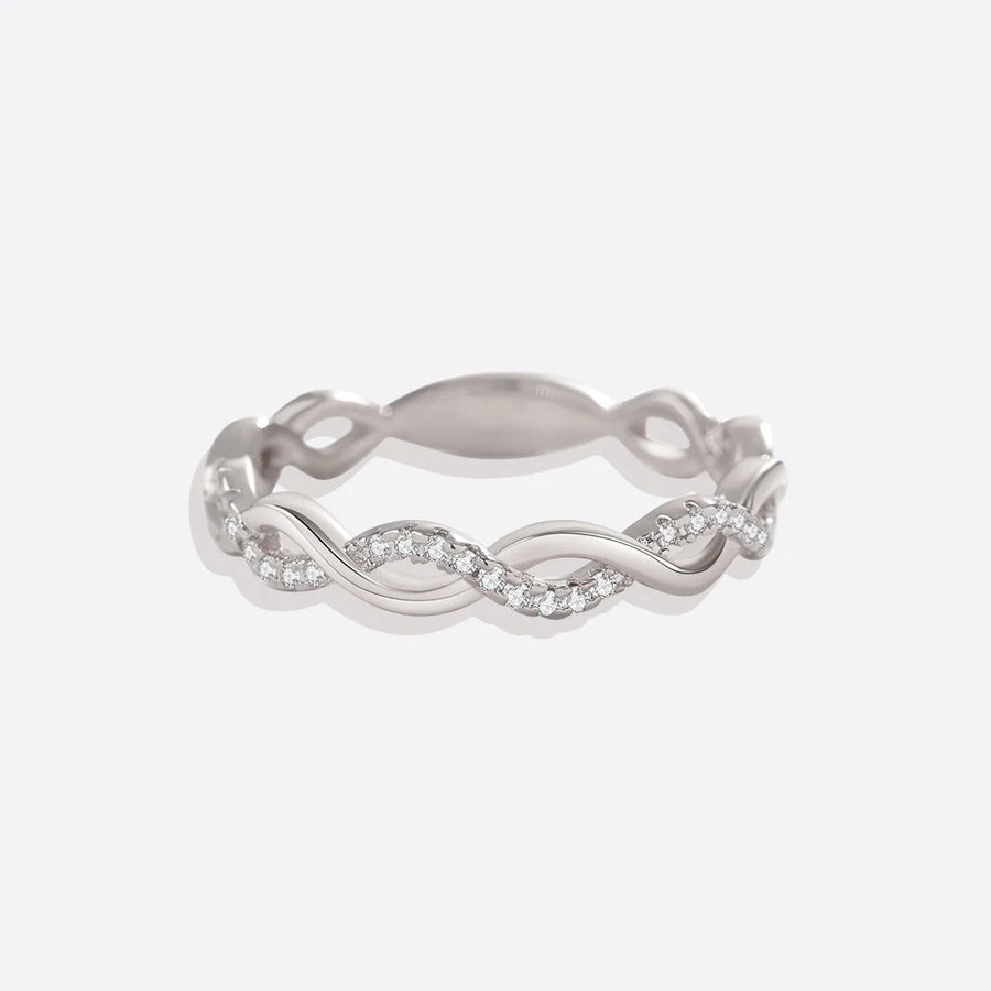 Dainty pave twist stacking ring — 925 sterling silver variant