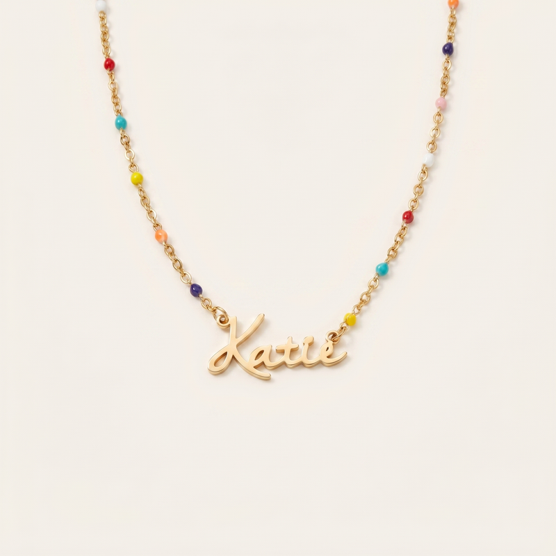 Colorful Beaded Fairy Name Necklace