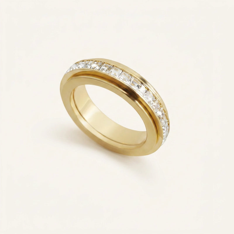Crystal Statement Spinning Fidget Ring