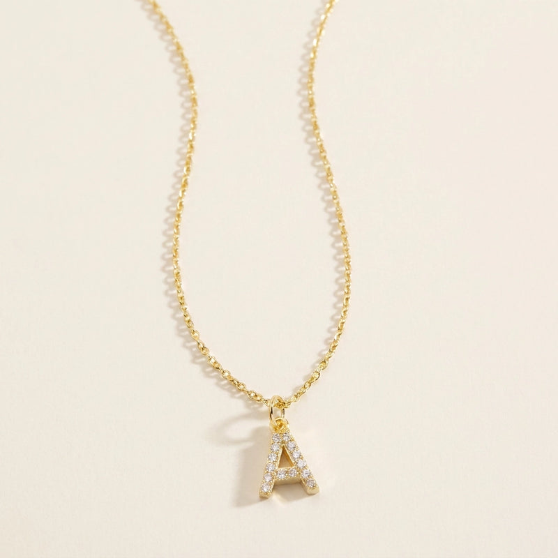 Dainty Cable Pavé Initial Necklace