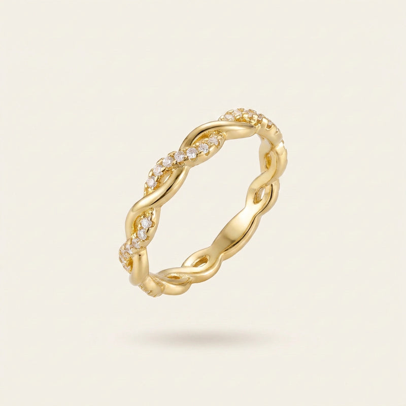 Dainty Pave Twist Stacking Ring