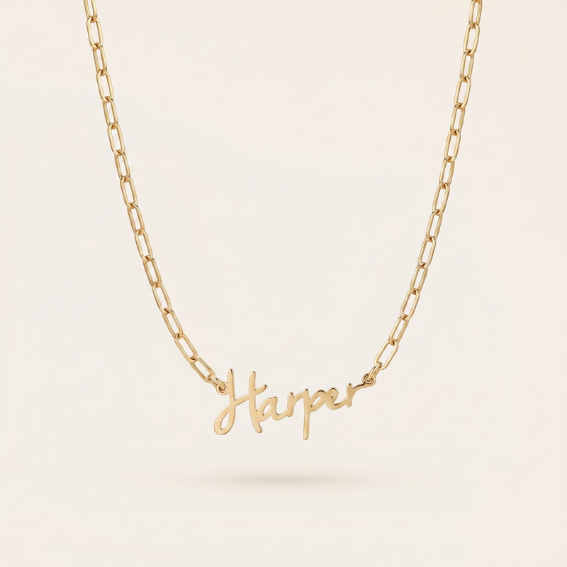 Fairy Name Necklace with Paperclip Chain