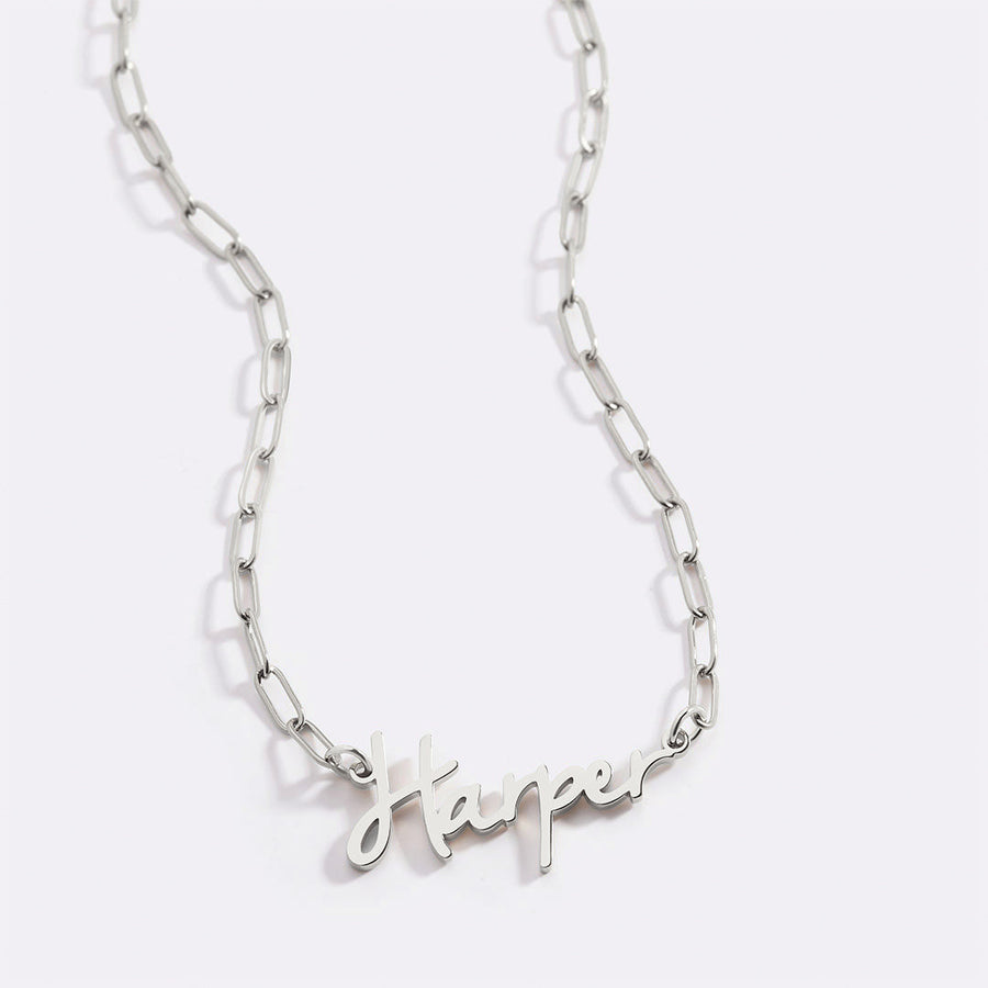 Fairy Name Necklace with Paperclip Chain — Silver variant swatch