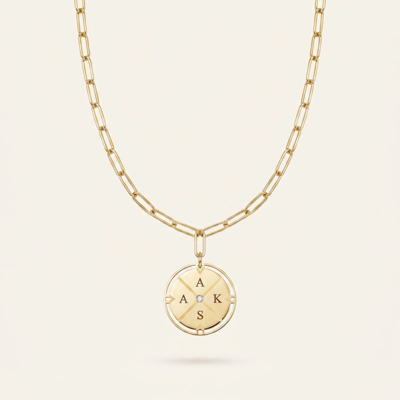 Personalized Compass Pendant Necklace