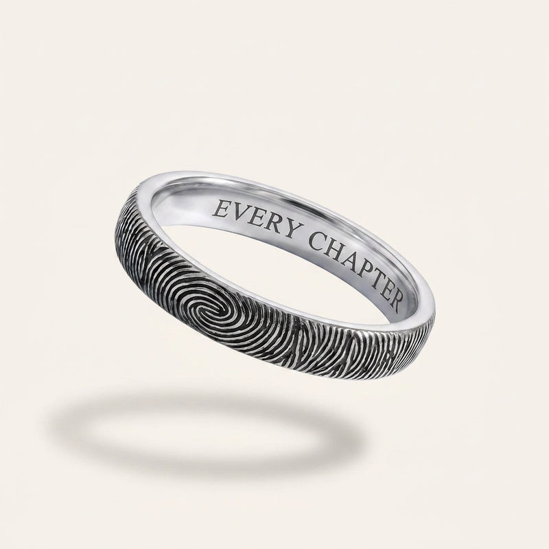 Standard Women's Solid 14k White Gold Fingerprint Ring