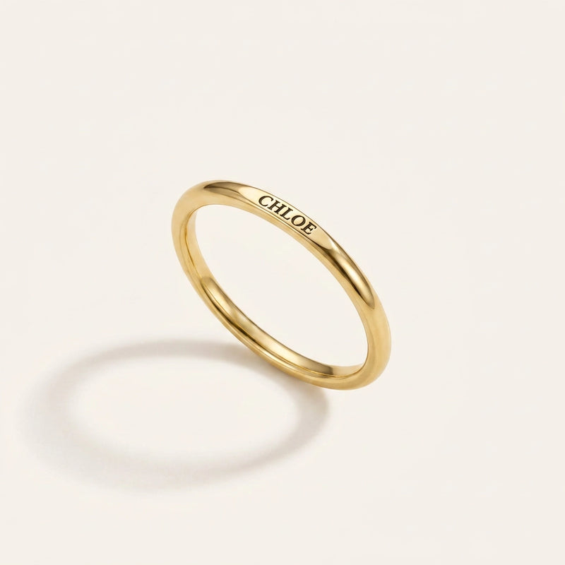Sterling Silver Flat Top Tiny Stackable Name Ring