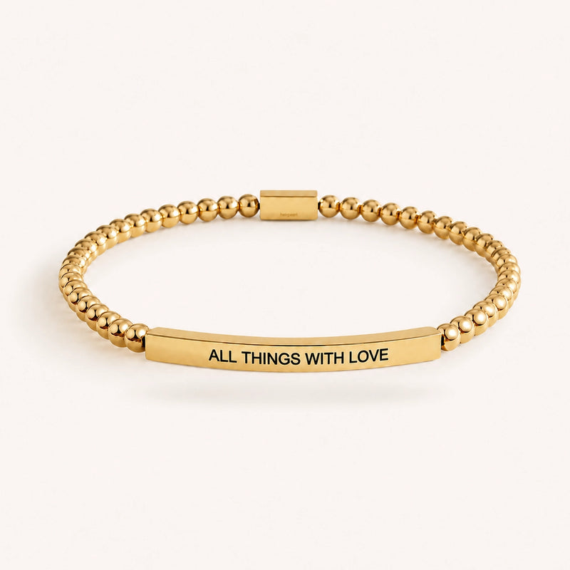 All Things With Love Beaded Mantra Bracelet