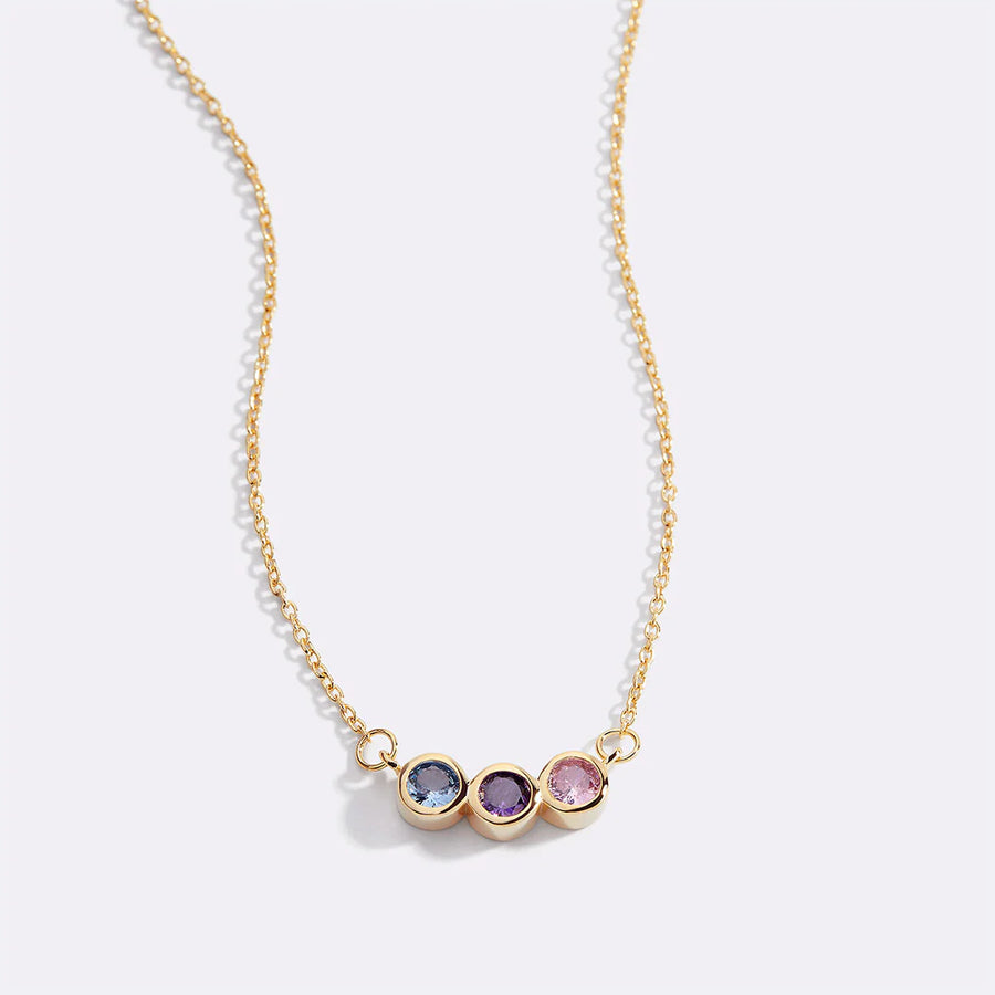 Dainty Family Birthstones Necklace – 18k Gold Plated