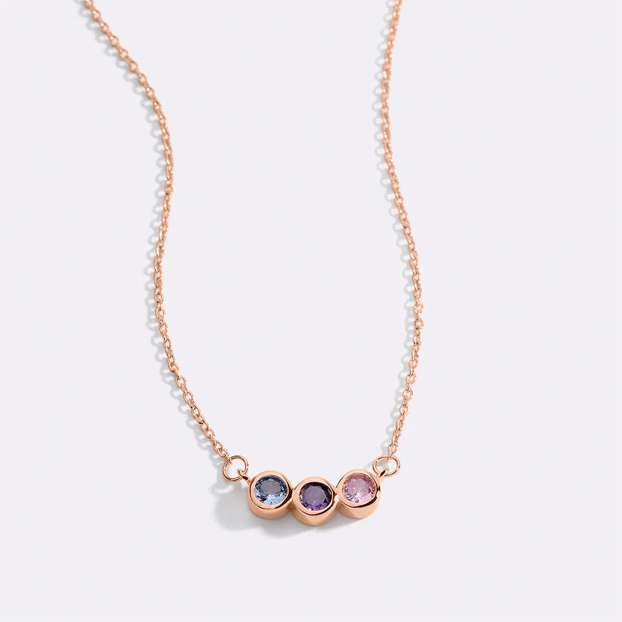 Dainty Family Birthstones Necklace – 18k Plated Rose Gold