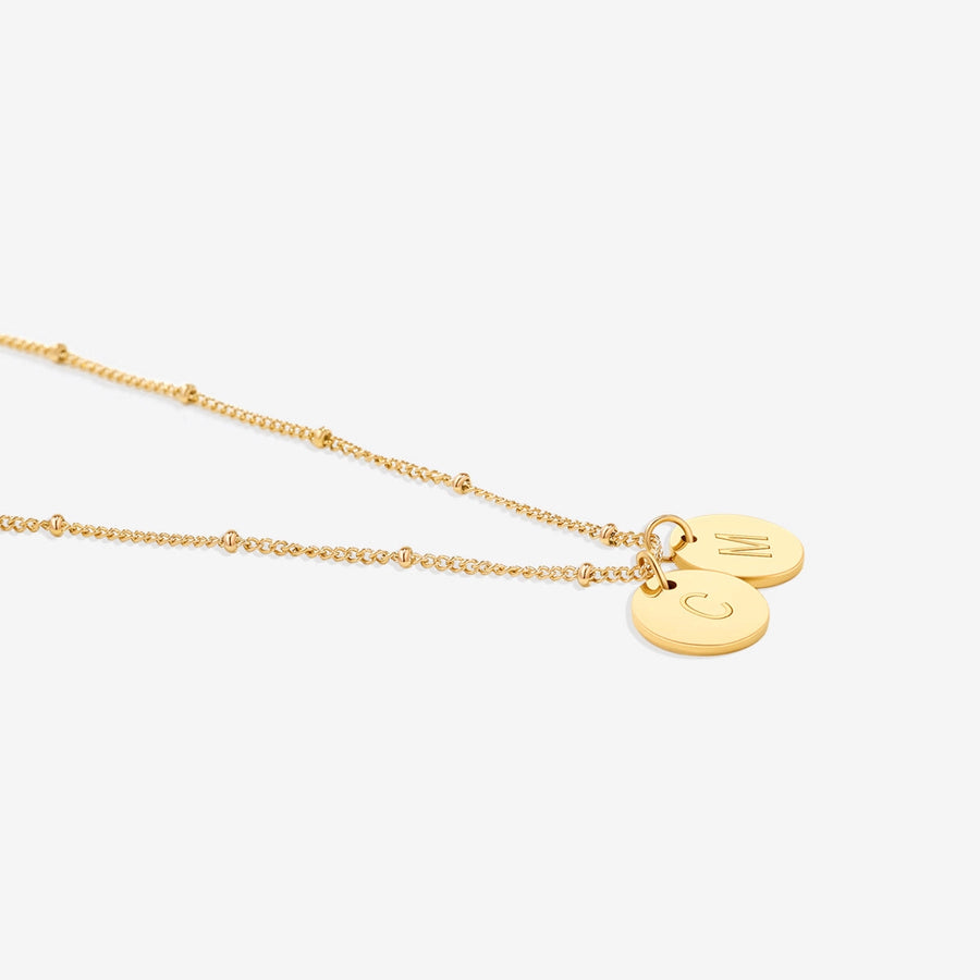 Dainty Disc Initial Necklace - Gold Satellite Chain