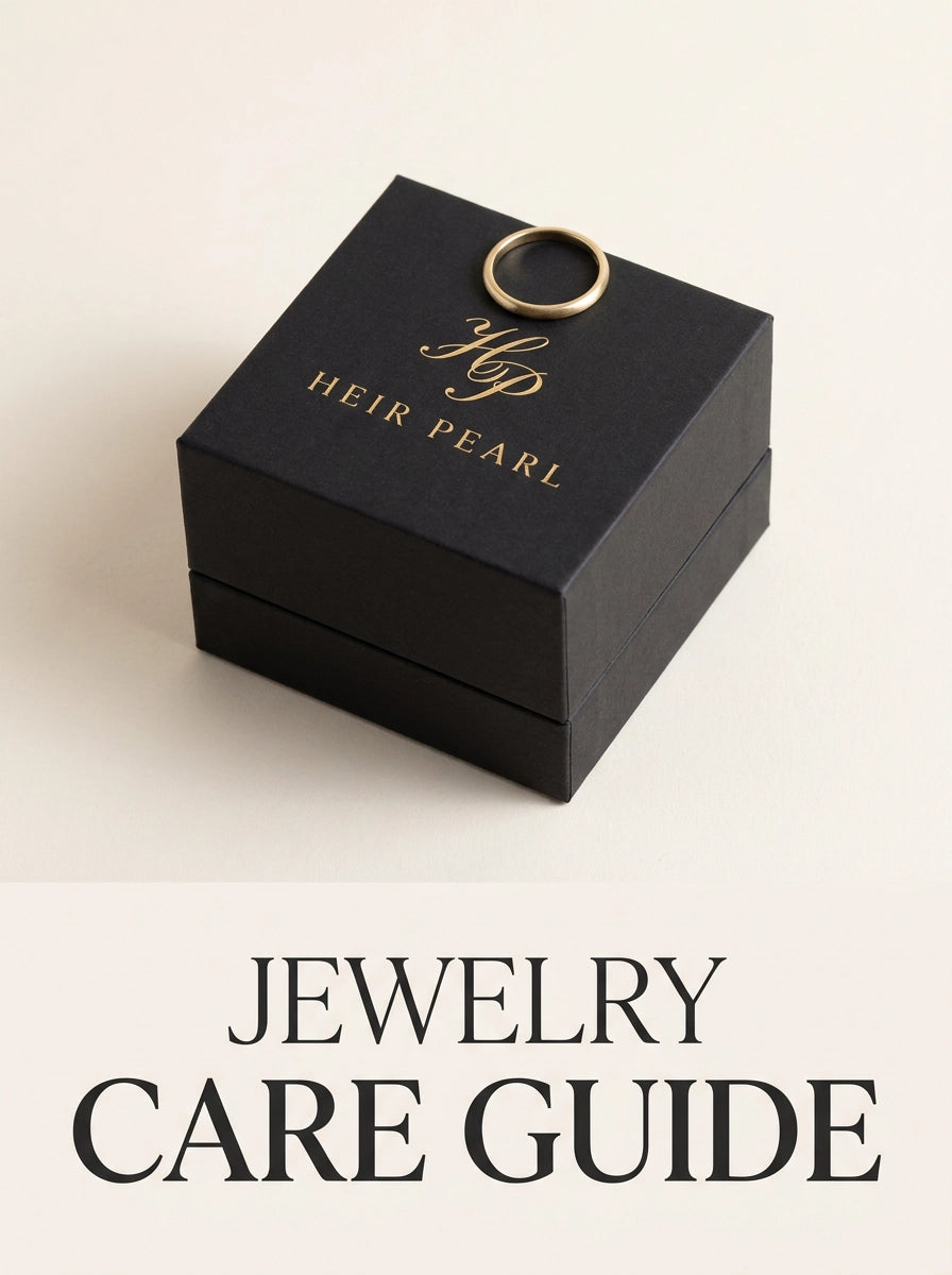 HEIRPEARL Jewelry Care Guide — black ring box with gold band
