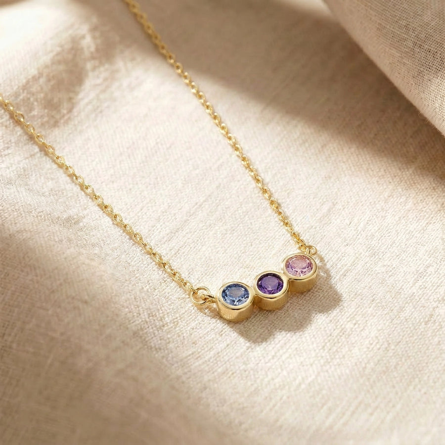 Dainty Family Birthstones Necklace