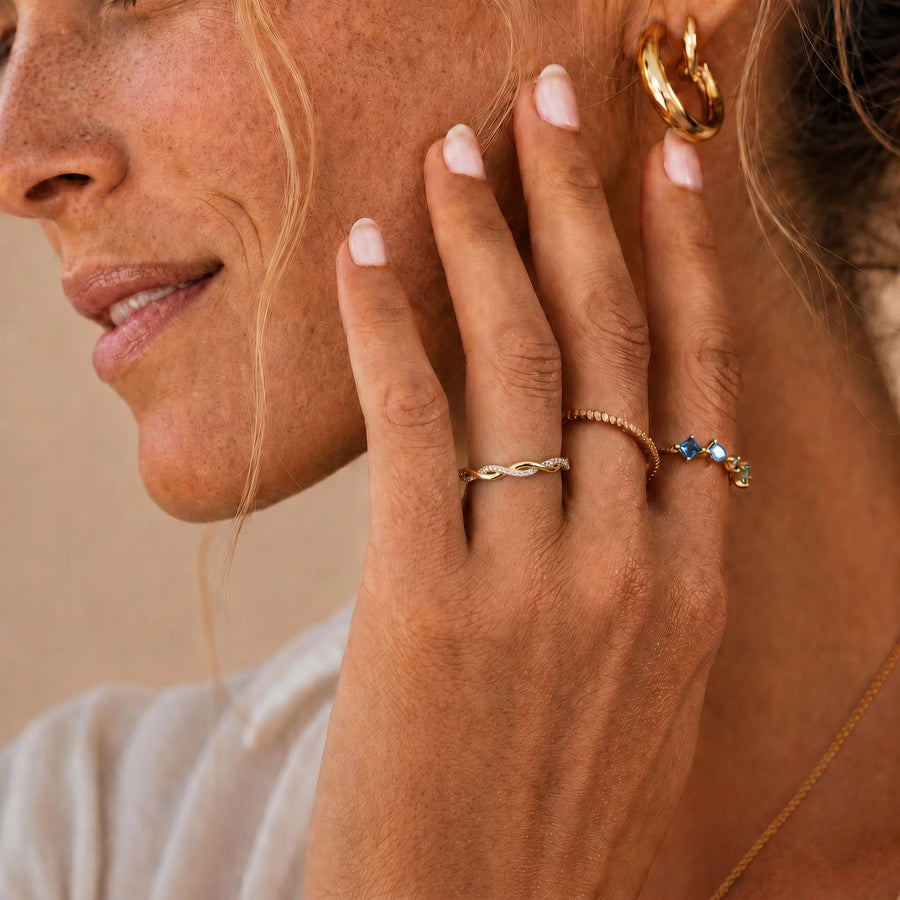 Dainty Pave Twist Stacking Ring