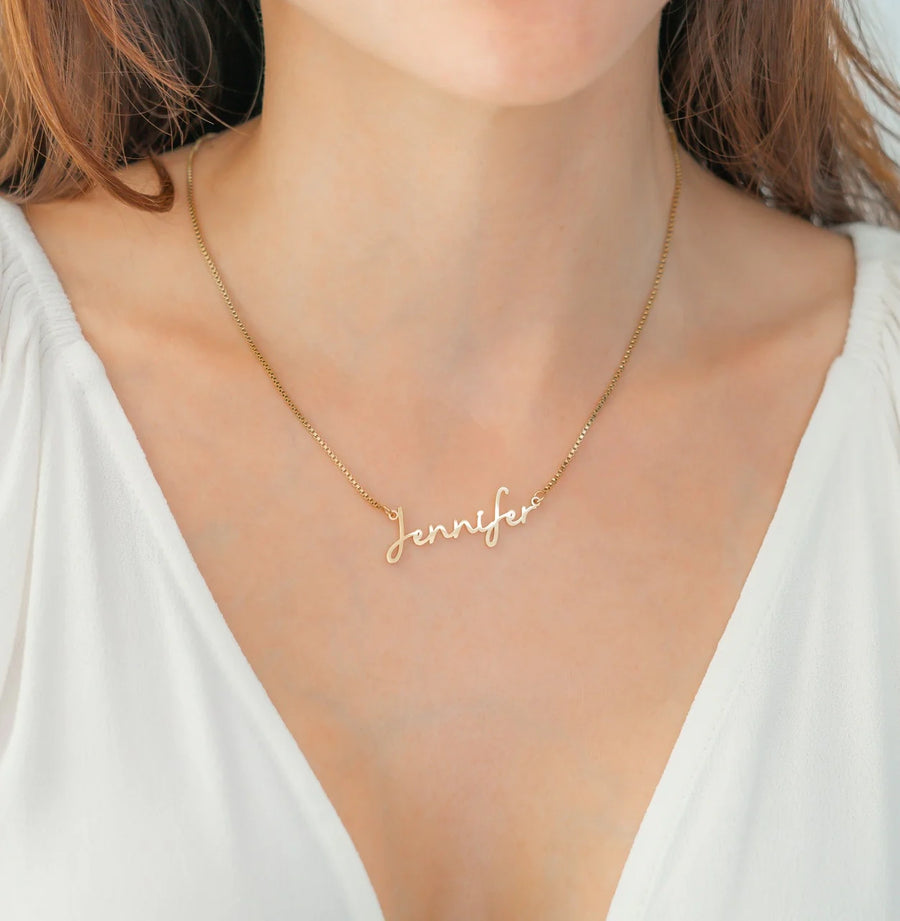 Fairy Name Necklace with Box Chain — box chain detail