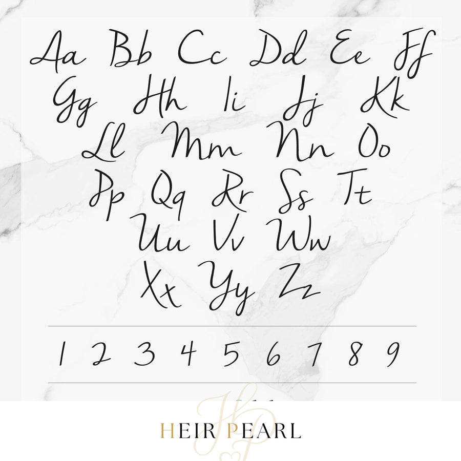 Fairy Name Necklace — font chart calligraphy Aa-Zz