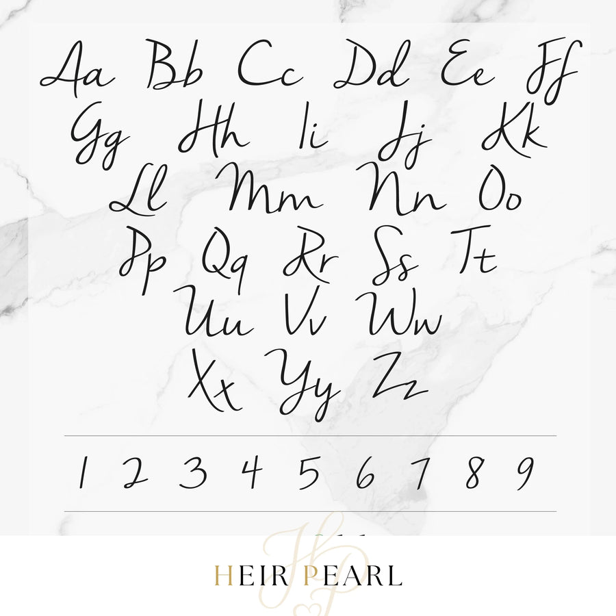 Fairy Name Necklace — font chart calligraphy Aa-Zz
