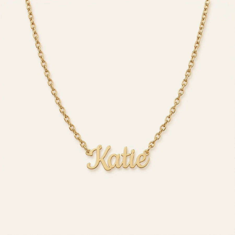 Fairy Name Necklace — homepage hero on warm cream background