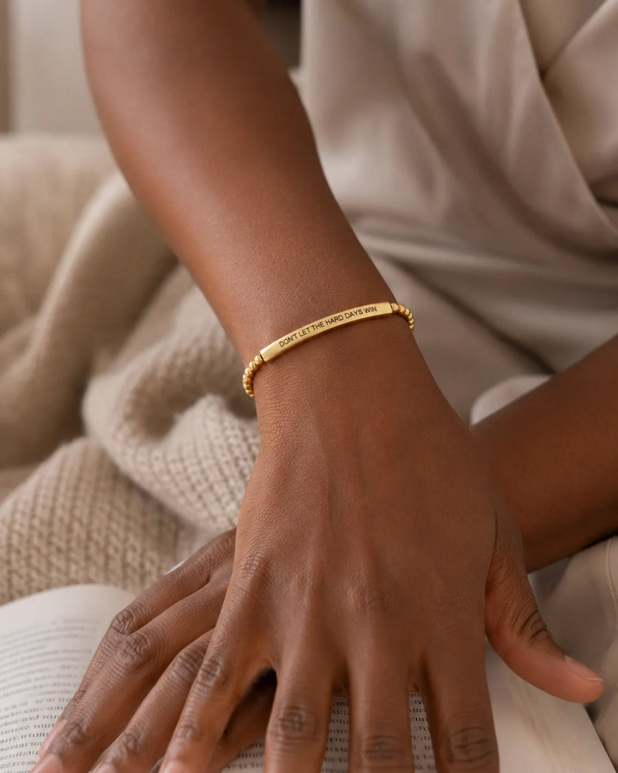 Forever in My Heart bracelet worn - olive skin